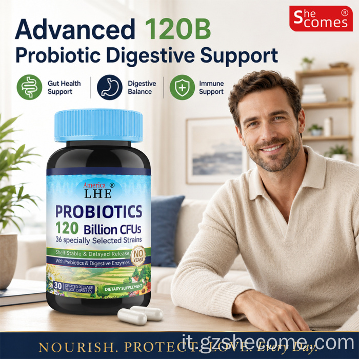 Shecome Probiotici Capsule Prebiotici Enzimi digestivi